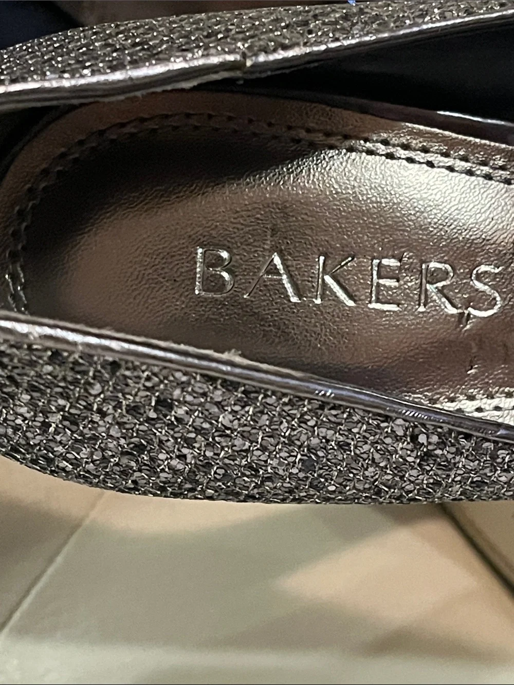 Bakers Silver Glitter Platform Stiletto Pumps